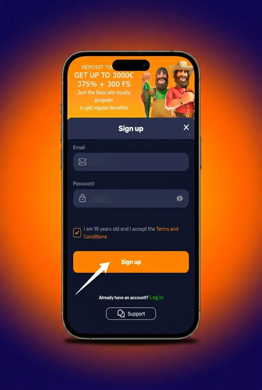 Placing a bet on the Basswin betting app