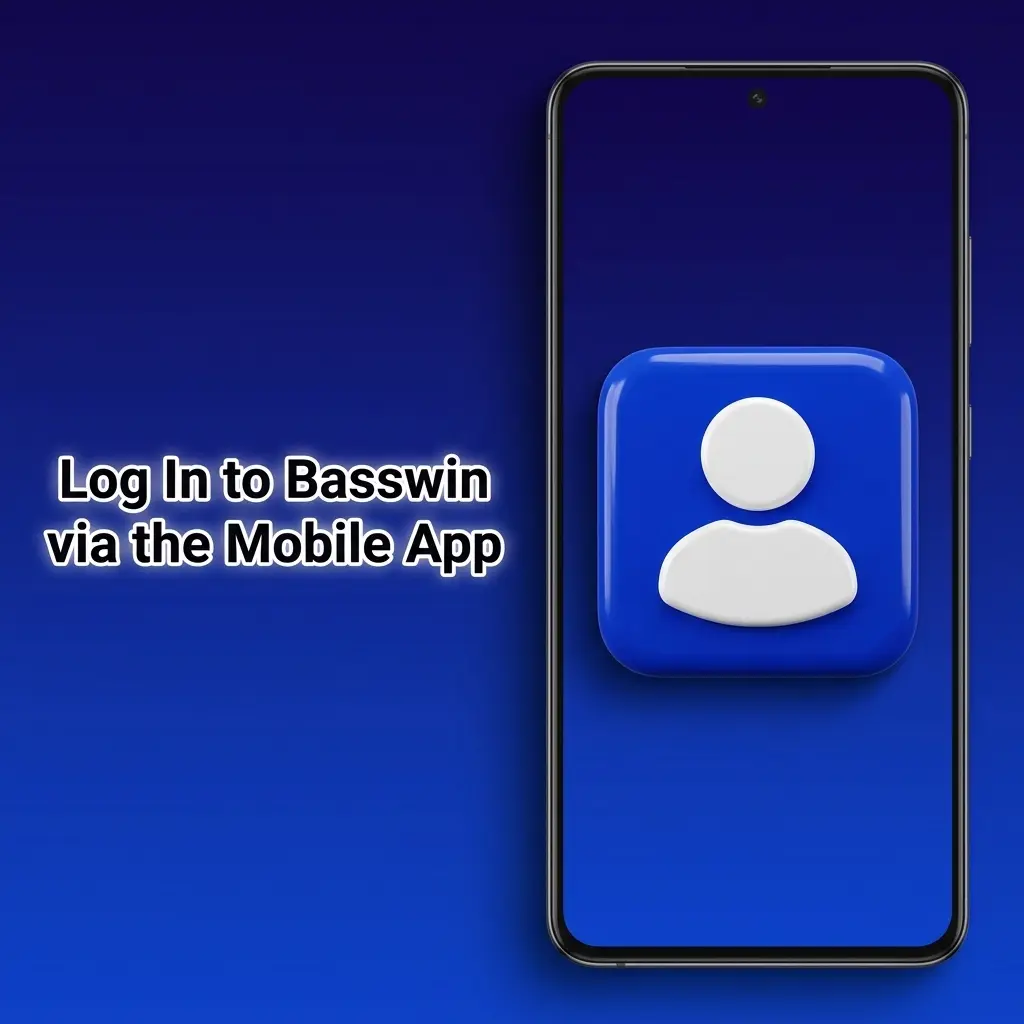 Basswin mobile app login screen on Android and iOS with email, password, and biometric sign-in options
